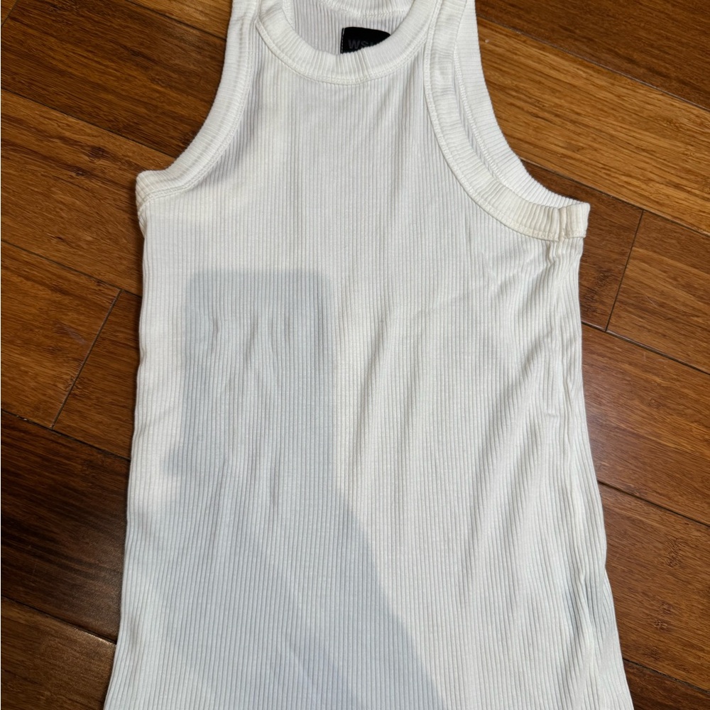 WSLY Ribbed White Tank Top